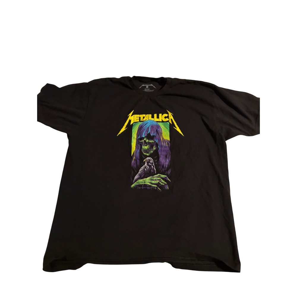 Metallica T-Shirt Graphic Band Tee Black Reaper Raven Print 2X